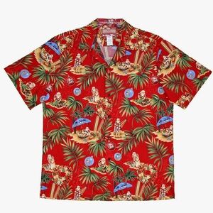RJC men’s Christmas Hawaiian Santa Aloha made in USA button down short sleeve XL